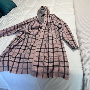 Pink Long Cardigan with Hood